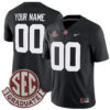 Custom Alabama Crimson Tide Football Black Game Jersey w/ SEC Graduate Patch - All Stitched