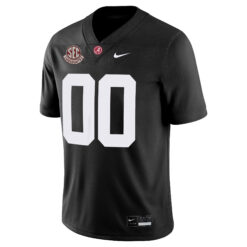 Alternative view of Custom Alabama Crimson Tide Football Black Game Jersey w/ SEC Graduate Patch - All Stitched