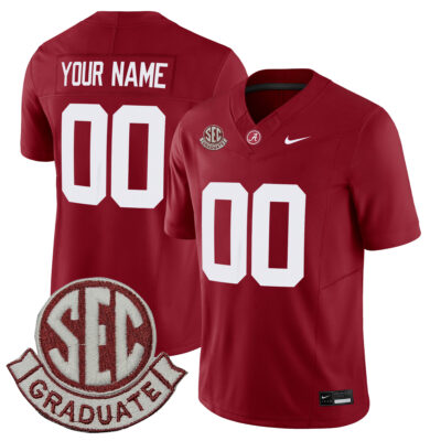 Custom Alabama Crimson Tide Football Crimson Jersey w/ SEC Graduate Patch - All Stitched