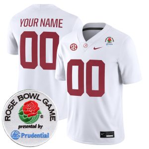Custom Alabama Crimson Tide Football Rose Bowl White Game Jersey - All Stitched