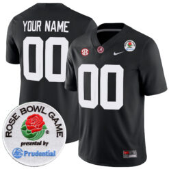 Custom Alabama Crimson Tide Football Rose Bowl Black Game Jersey - All Stitched