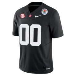 Alternative view of Custom Alabama Crimson Tide Football Rose Bowl Black Jersey - All Stitched