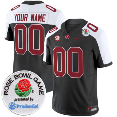 Custom Alabama Crimson Tide Football Rose Bowl Alternate Black Jersey - All Stitched