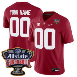 Custom Alabama Crimson Tide Football Sugar Bowl Crimson Game Jersey - All Stitched