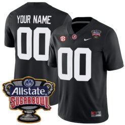 Custom Alabama Crimson Tide Football Sugar Bowl Black Game Jersey - All Stitched