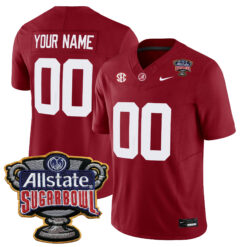 Custom Alabama Crimson Tide Football Sugar Bowl Crimson Jersey - All Stitched