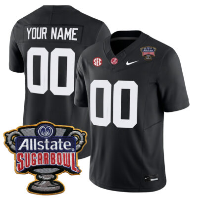 Custom Alabama Crimson Tide Football Sugar Bowl Black Jersey - All Stitched