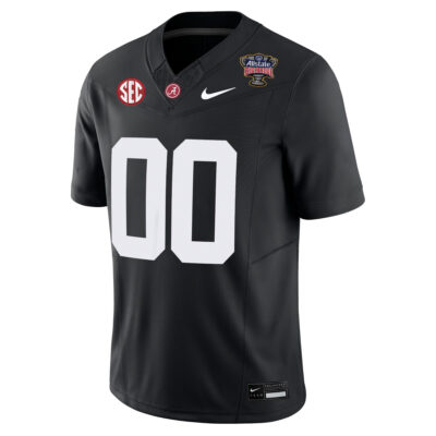 Alternative view of Custom Alabama Crimson Tide Football Sugar Bowl Black Jersey - All Stitched