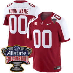 Custom Alabama Crimson Tide Football Sugar Bowl Alternate Crimson Jersey - All Stitched
