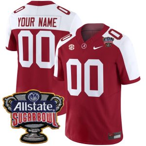 Custom Alabama Crimson Tide Football Sugar Bowl Alternate Crimson Jersey - All Stitched