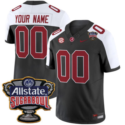 Custom Alabama Crimson Tide Football Sugar Bowl Alternate Black Jersey - All Stitched