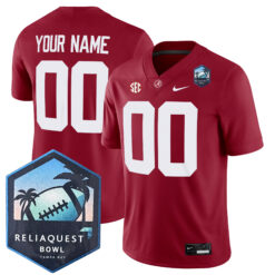 Custom Alabama Crimson Tide Football ReliaQuest Bowl Crimson Game Jersey - All Stitched