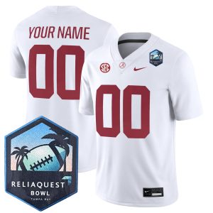Custom Alabama Crimson Tide Football ReliaQuest Bowl White Game Jersey - All Stitched