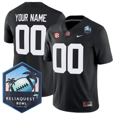 Custom Alabama Crimson Tide Football ReliaQuest Bowl Black Game Jersey - All Stitched