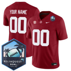 Custom Alabama Crimson Tide Football ReliaQuest Bowl Crimson Jersey - All Stitched