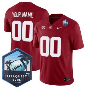 Custom Alabama Crimson Tide Football ReliaQuest Bowl Crimson Jersey - All Stitched