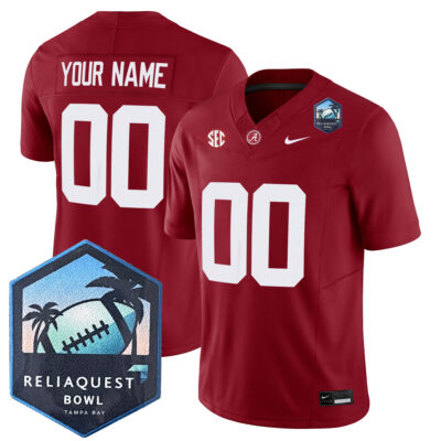 Custom Alabama Crimson Tide Football ReliaQuest Bowl Crimson Jersey - All Stitched