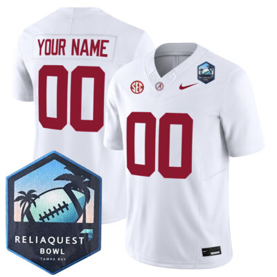 Custom Alabama Crimson Tide Football ReliaQuest Bowl White Jersey - All Stitched