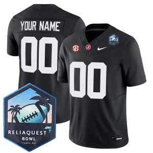 Custom Alabama Crimson Tide Football ReliaQuest Bowl Black Jersey - All Stitched