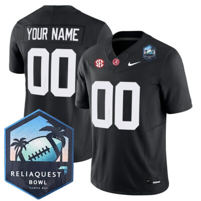 Custom Alabama Crimson Tide Football ReliaQuest Bowl Black Jersey - All Stitched