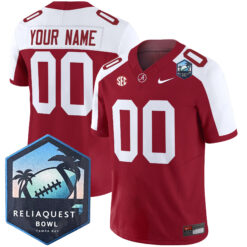 Custom Alabama Crimson Tide Football ReliaQuest Bowl Alternate Crimson Jersey - All Stitched