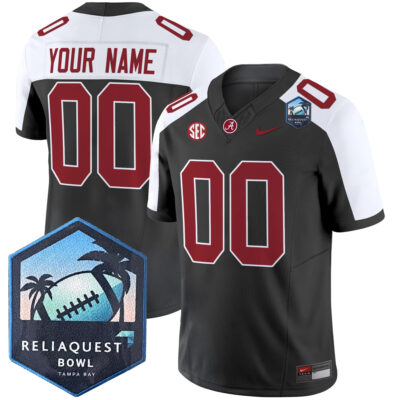Custom Alabama Crimson Tide Football ReliaQuest Bowl Alternate Black Jersey - All Stitched