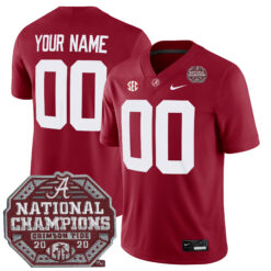 Custom Alabama Crimson Tide Football 2020 CFP National Championship Crimson Game Jersey - All Stitched