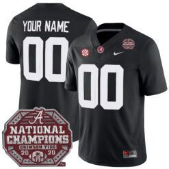 Custom Alabama Crimson Tide Football 2020 CFP National Championship Black Game Jersey - All Stitched