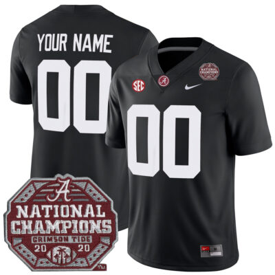 Custom Alabama Crimson Tide Football 2020 CFP National Championship Black Game Jersey - All Stitched