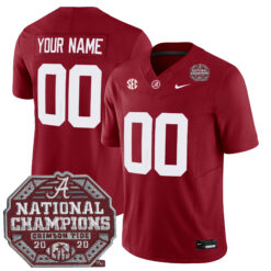 Custom Alabama Crimson Tide Football 2020 CFP National Championship Crimson Jersey - All Stitched