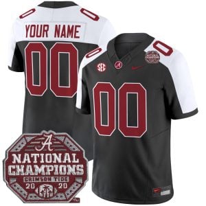 Custom Alabama Crimson Tide Football 2020 CFP National Championship Alternate Black Jersey - All Stitched