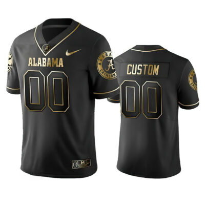 Custom Alabama Crimson Tide Football Black Gold Jersey - All Stitched