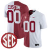 Custom Alabama Crimson Tide Football Crimson White Split Jersey w/ SEC Patch - All Stitched