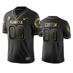 Custom Alabama Crimson Tide Football Black Gold Jersey w/ SEC Patch - All Stitched