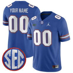 Custom Florida Gators Football Royal Blue Home Jersey w/ SEC Patch - All Stitched