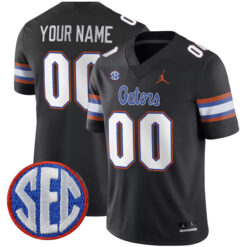 Custom Florida Gators Football Black Alternate Jersey w/ SEC Patch - All Stitched