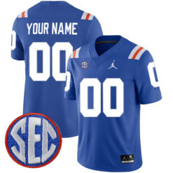 Custom Florida Gators Football Royal Blue Throwback Jersey w/ SEC Patch - All Stitched
