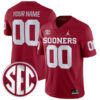 Custom Oklahoma Sooners Football Crimson Home Game Jersey w/ SEC Patch - All Stitched