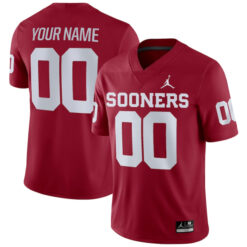 Custom Oklahoma Sooners Football Crimson Home Game Jersey - All Stitched
