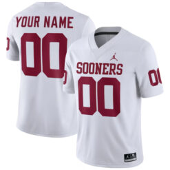 Custom Oklahoma Sooners Football White Away Game Jersey - All Stitched