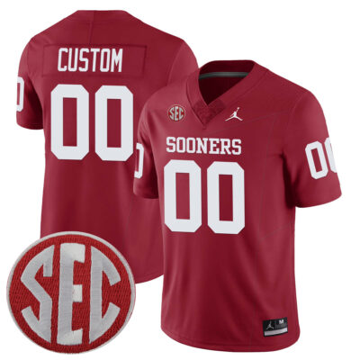 Custom Oklahoma Sooners Football Crimson Jersey w/ SEC Patch - All Stitched