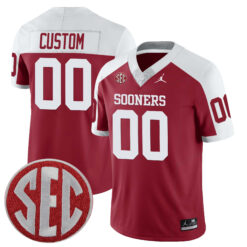 Custom Oklahoma Sooners Football Alternate Crimson Jersey w/ SEC Patch - All Stitched