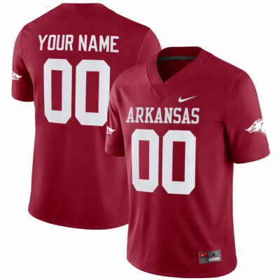 Custom Arkansas Razorbacks Football Cardinal Game Jersey - All Stitched