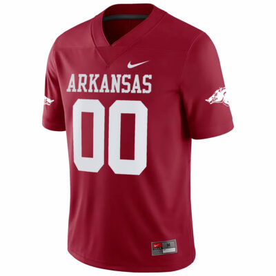 Alternative view of Custom Arkansas Razorbacks Football Cardinal Game Jersey - All Stitched