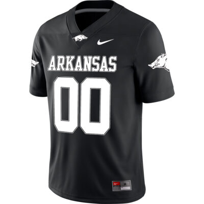 Alternative view of Custom Arkansas Razorbacks Football Black Game Jersey - All Stitched