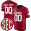 Custom Arkansas Razorbacks Football Cardinal Game Jersey w/ SEC Patch - All Stitched