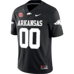 Alternative view of Custom Arkansas Razorbacks Football Black Game Jersey w/ SEC Patch - All Stitched