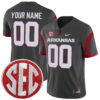 Custom Arkansas Razorbacks Football Anthracite Alternate Game Jersey w/ SEC Patch - All Stitched