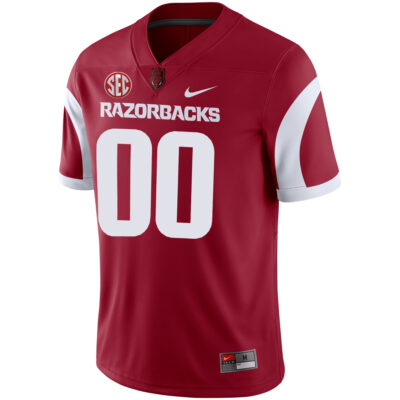 Alternative view of Custom Arkansas Razorbacks Football Cardinal Alternate Jersey w/ SEC Patch - All Stitched