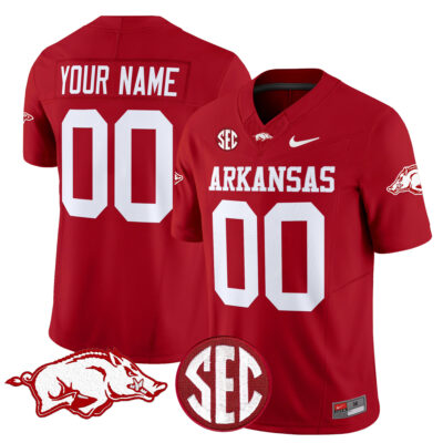 Custom Arkansas Razorbacks Football Cardinal Jersey - All Stitched